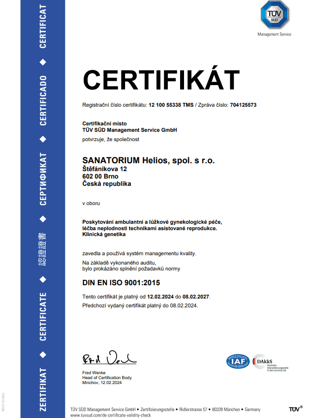 Certifikace a akreditace 10 - Sanatorium Helios CZ certifikát